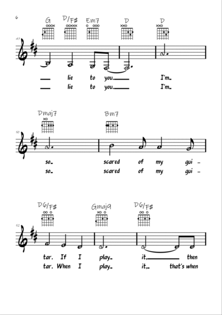 Scared Of My Guitar Scared Of My Guitar Easy Piano scores gallery preview page 6