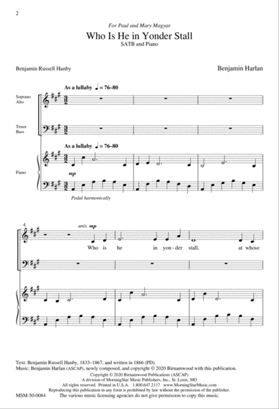 Who Is He in Yonder Stall 4-Part scores gallery preview page 1