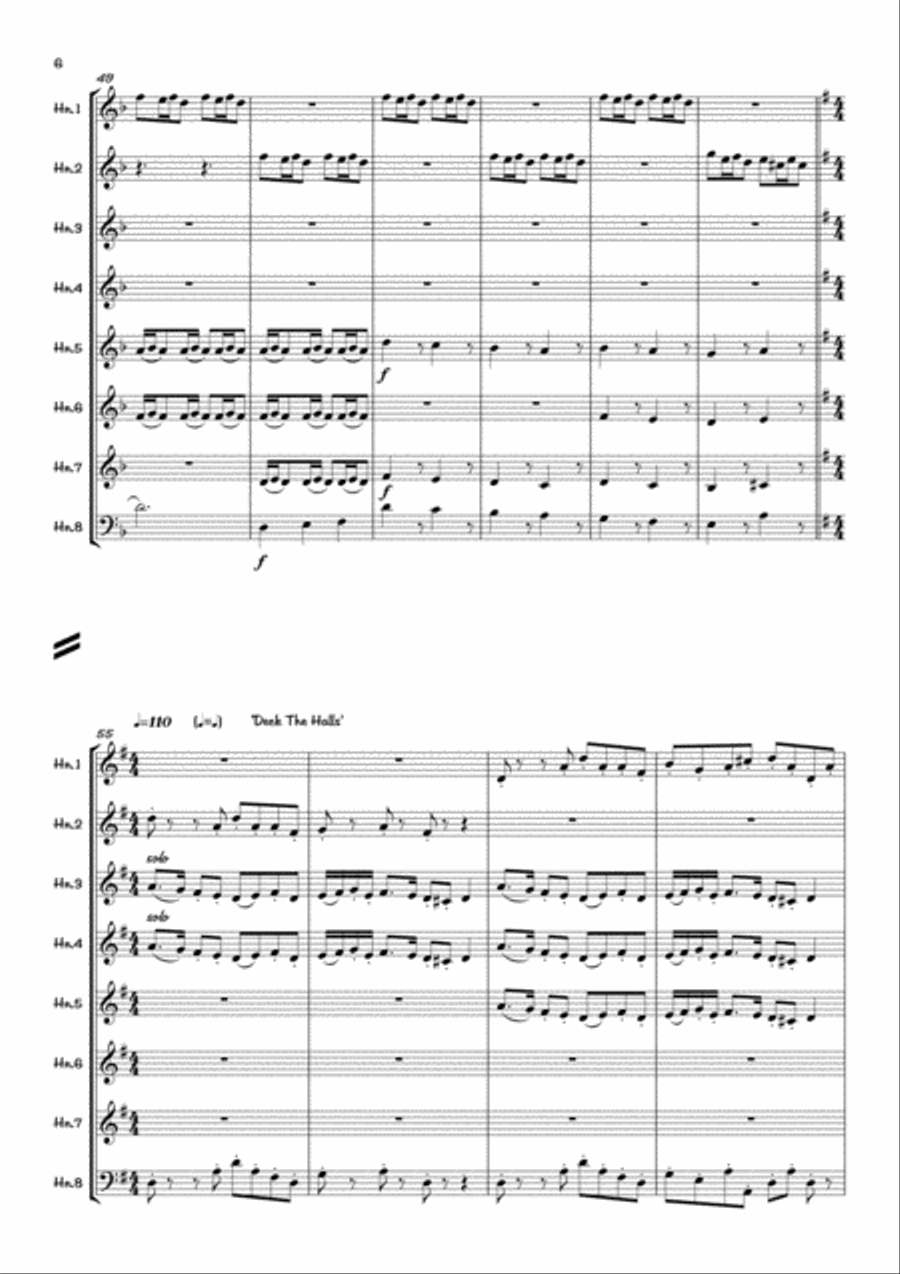 The Christmas Horn Spirit // French Horn Octet Brass Ensemble scores gallery preview page 6