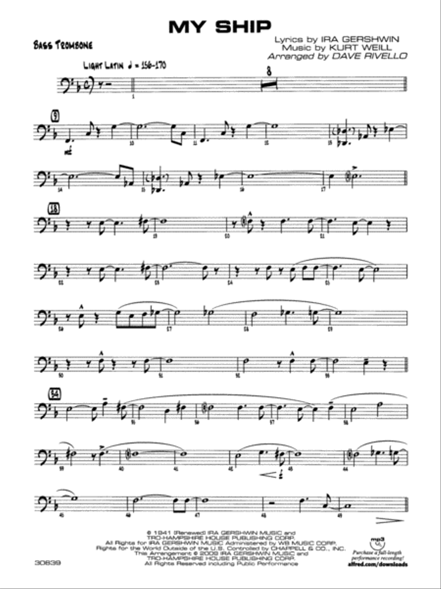 My Ship: 4th Trombone My Ship: 4th Trombone Jazz Ensemble scores gallery preview page 1