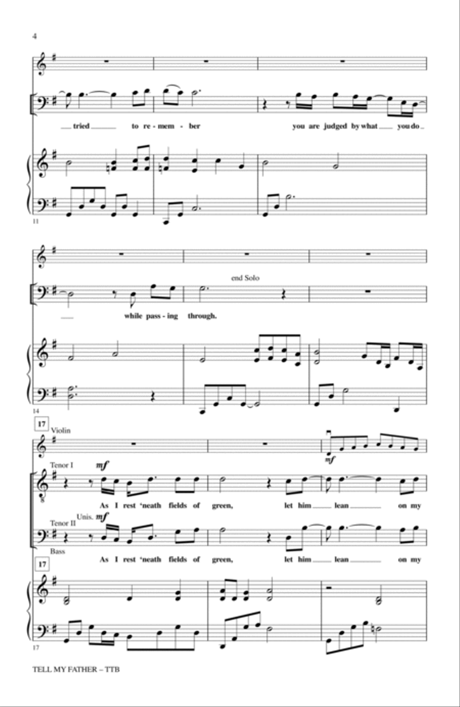 Tell My Father (from The Civil War: An American Musical) (arr. Andrea Ramsey)