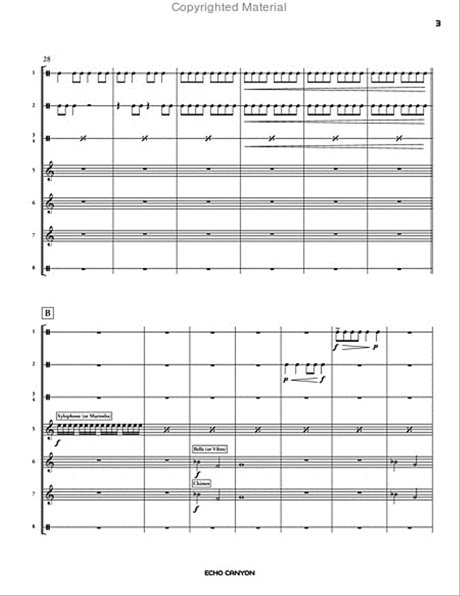 Echo Canyon (score & parts) Percussion Ensemble scores gallery preview page 4