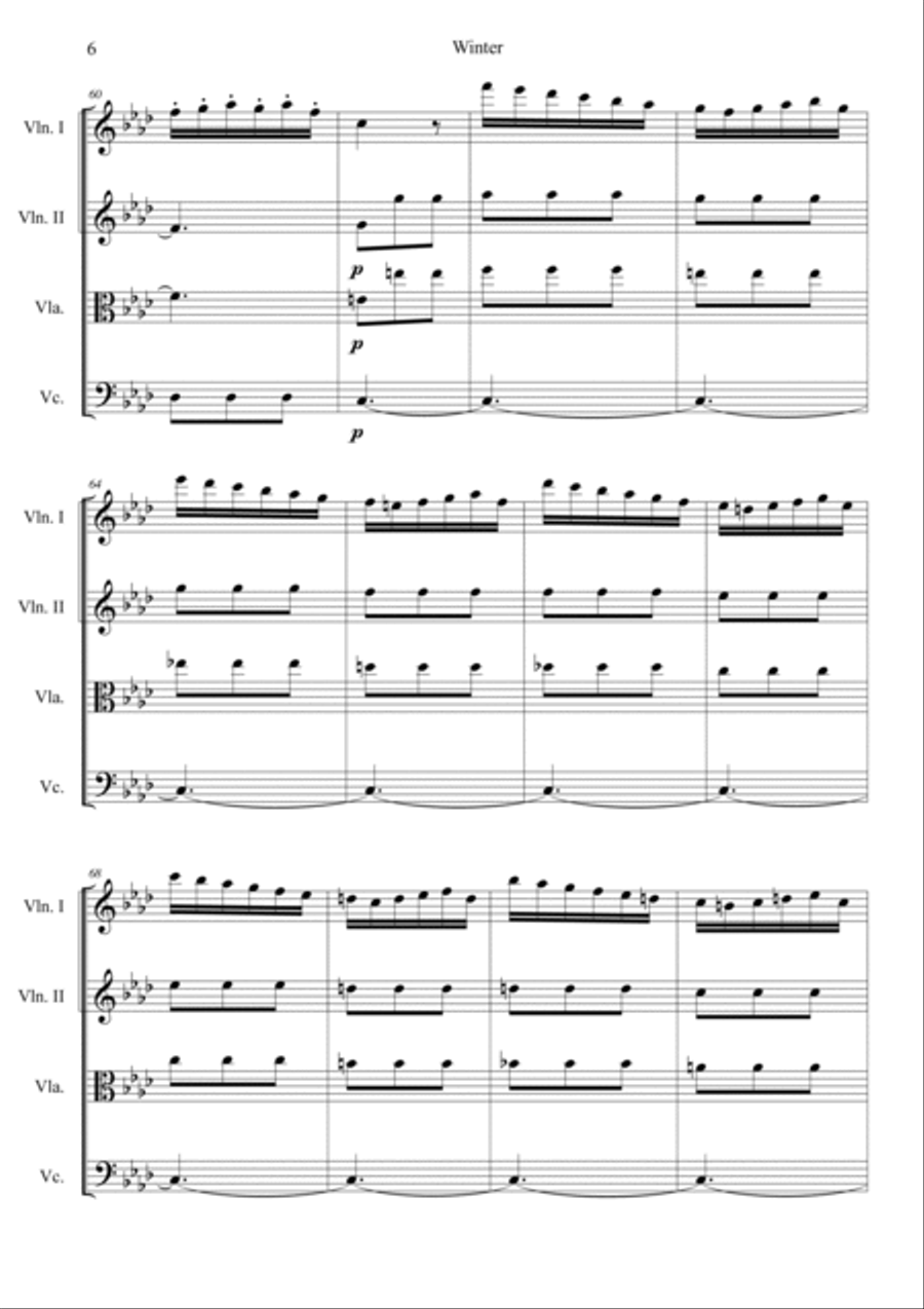 The Four Seasons: Winter 3rd Movement String Quartet scores gallery preview page 6