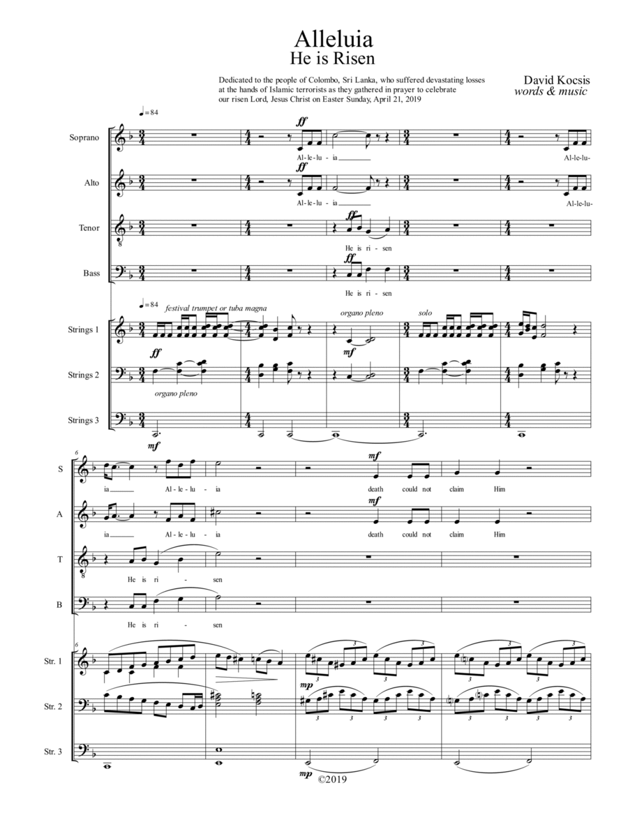 Alleluia, He is Risen 4-Part scores gallery preview page 1
