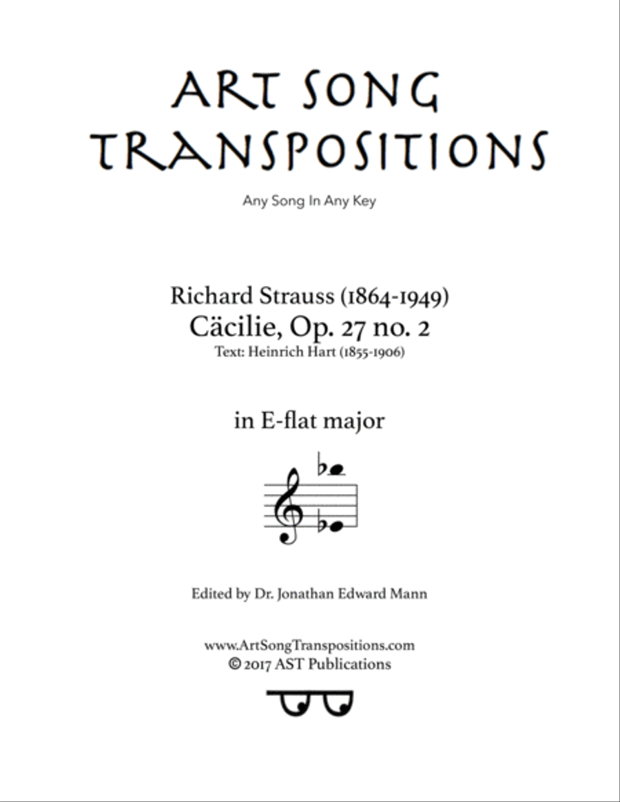 STRAUSS: Cäcilie, Op. 27 no. 2 (transposed to E-flat major) Voice scores gallery preview page 1