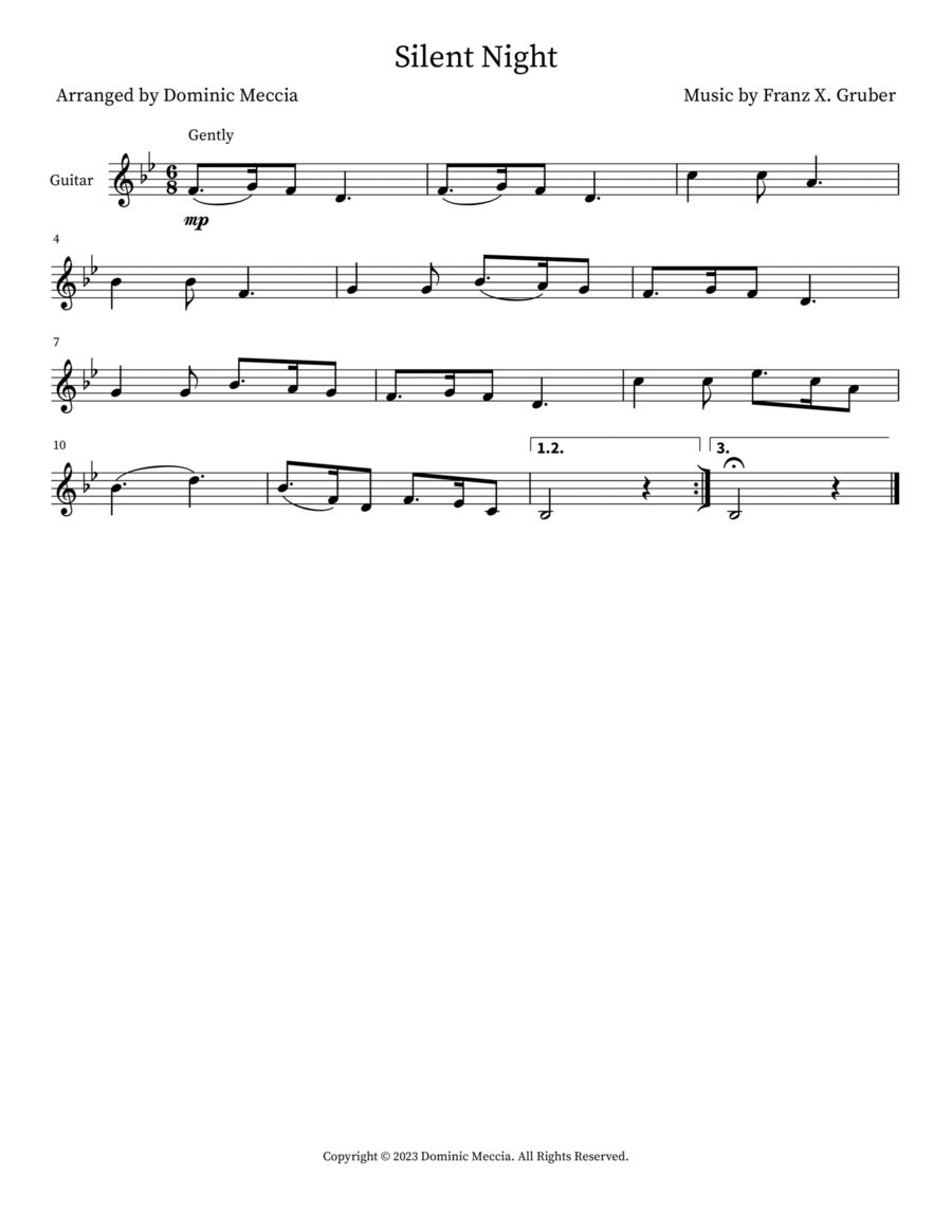 Silent Night Guitar scores gallery preview page 1