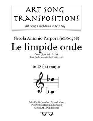 Book cover for PORPORA: Le limpide onde (transposed to D-flat major)