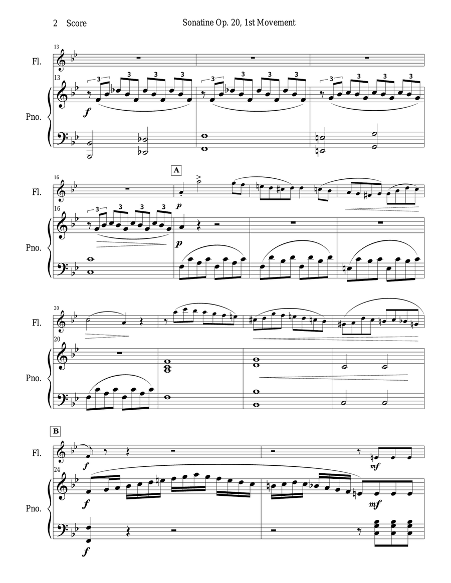 Sonatine by Kuhlau for Flute and Piano Flute Solo scores gallery preview page 4