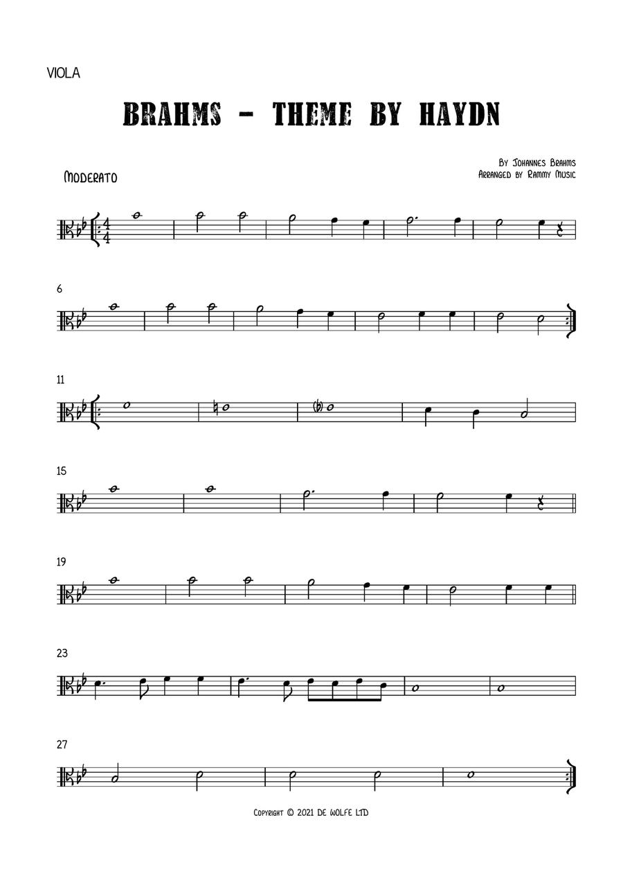 Variations And Fugue On A Theme By Haydn, Op. 56a - Theme - String Quartet scores gallery preview page 3