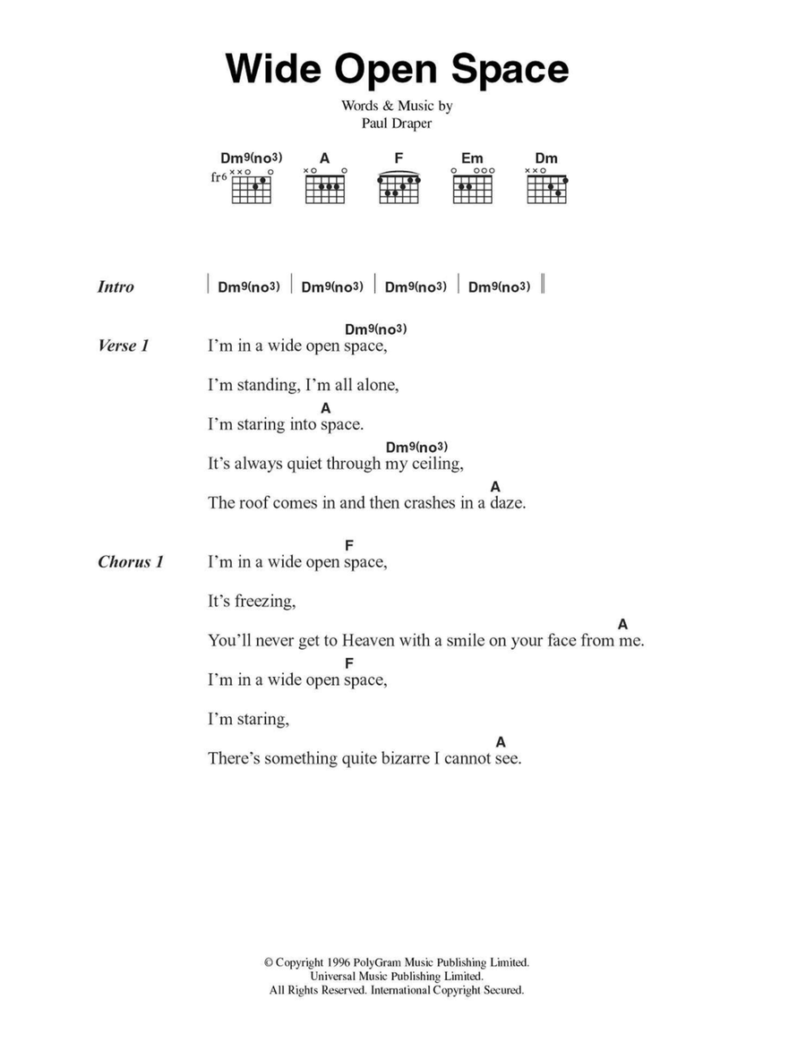 Wide Open Space Easy Guitar scores gallery preview page 1
