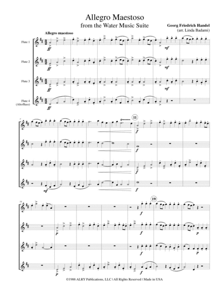 Allegro Maestoso (from the Water Music Suite) for Flute Choir