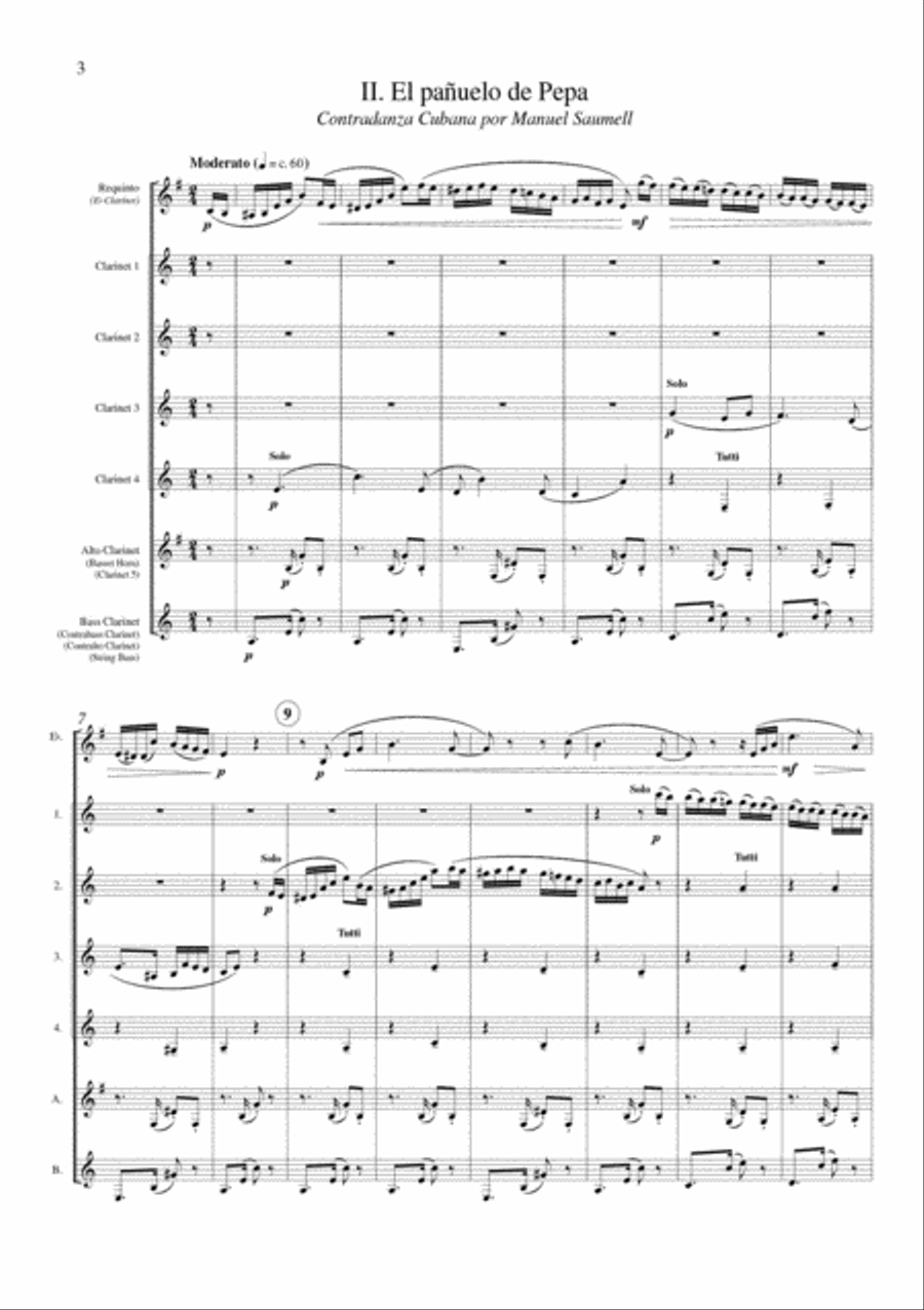Suite Caribeana for E-flat Clarinet and Clarinet Choir Clarinet Choir scores gallery preview page 3