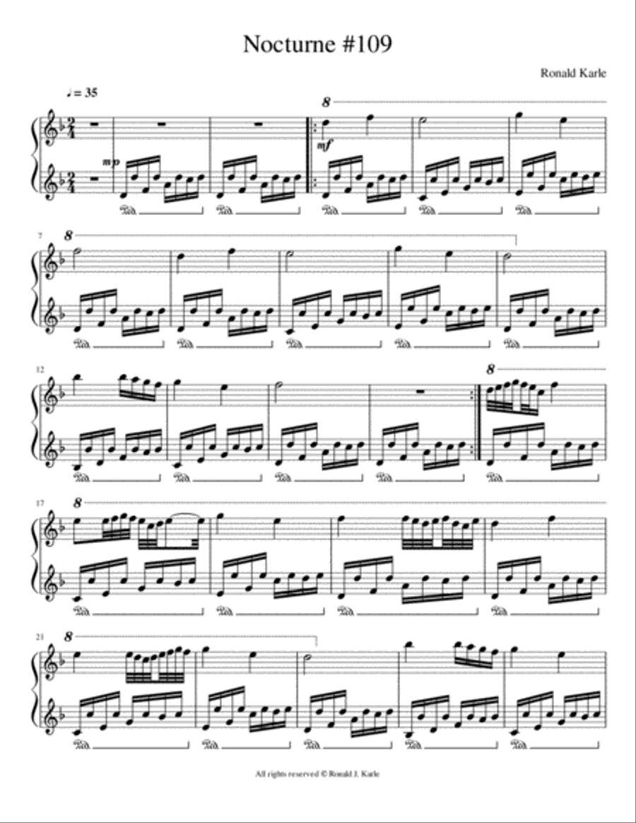 Nocturne #109 by: Ronald J. Karle Piano Method scores gallery preview page 2
