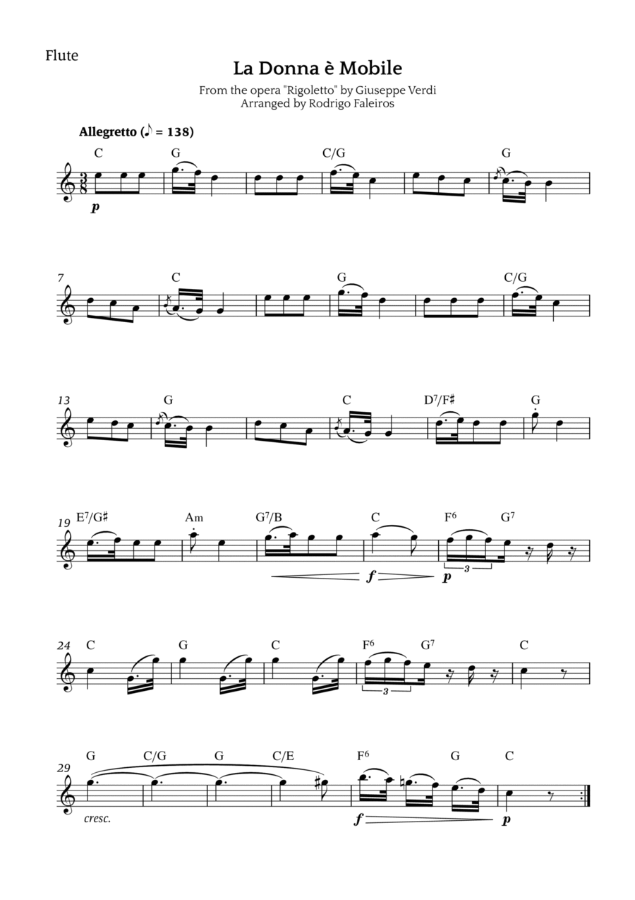 La Donna è Mobile Chamber Music scores gallery preview page 1
