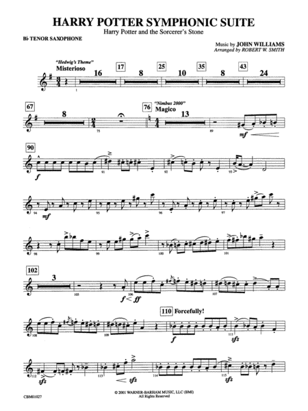 Harry Potter Symphonic Suite: B-flat Tenor Saxophone