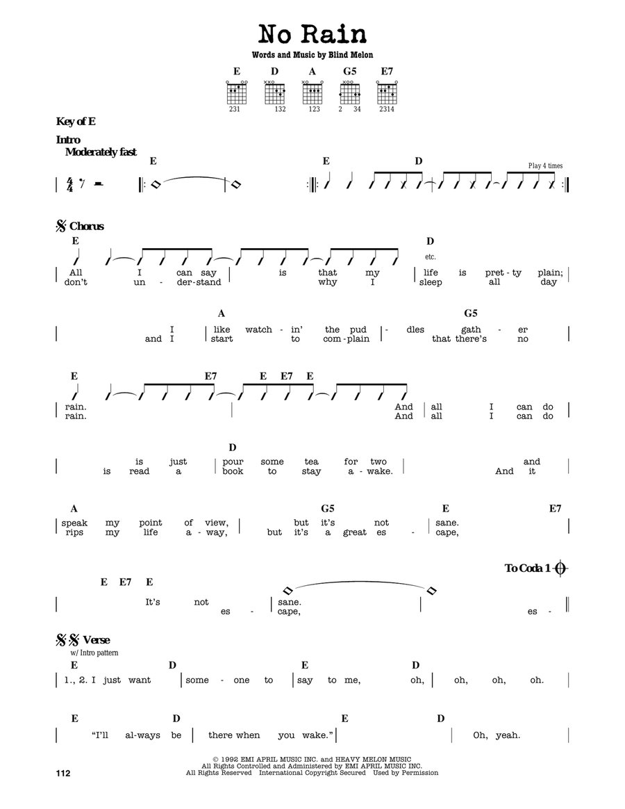 No Rain No Rain Electric Guitar scores gallery preview page 1