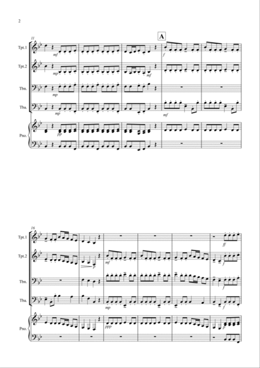 2 Classical Favourites for Brass Quartet (volume one) Brass Quartet scores gallery preview page 2