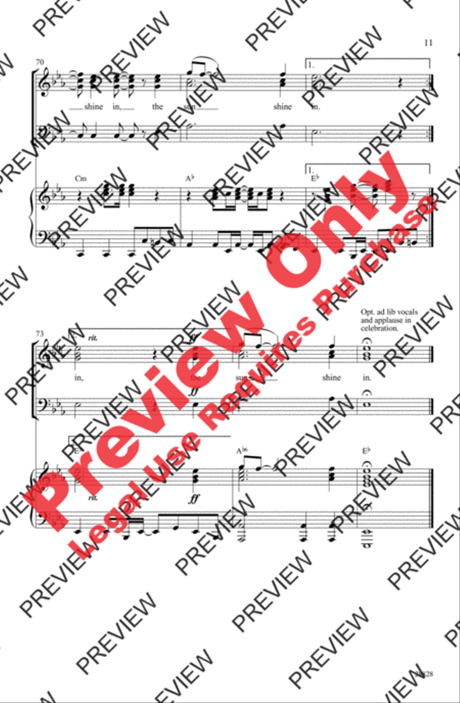 Aquarius / Let the Sunshine In 3-Part scores gallery preview page 10