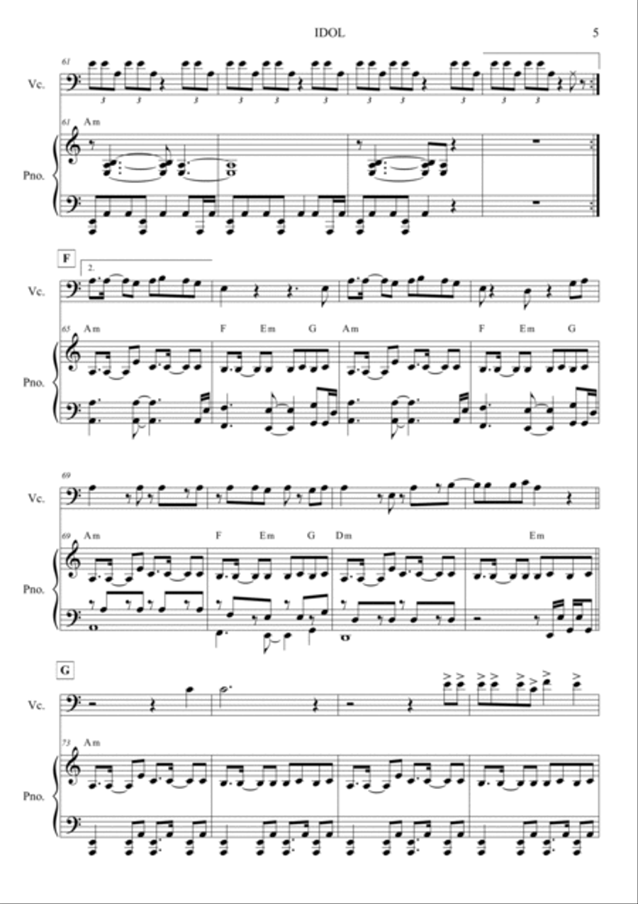 Idol Piano scores gallery preview page 5