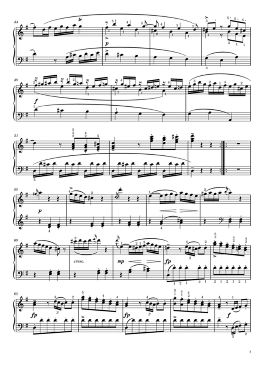 Mozart - Piano Sonata No. 5 in G Major, K. 283 I. Allegro - Original With Fingered - For Piano Solo image number null