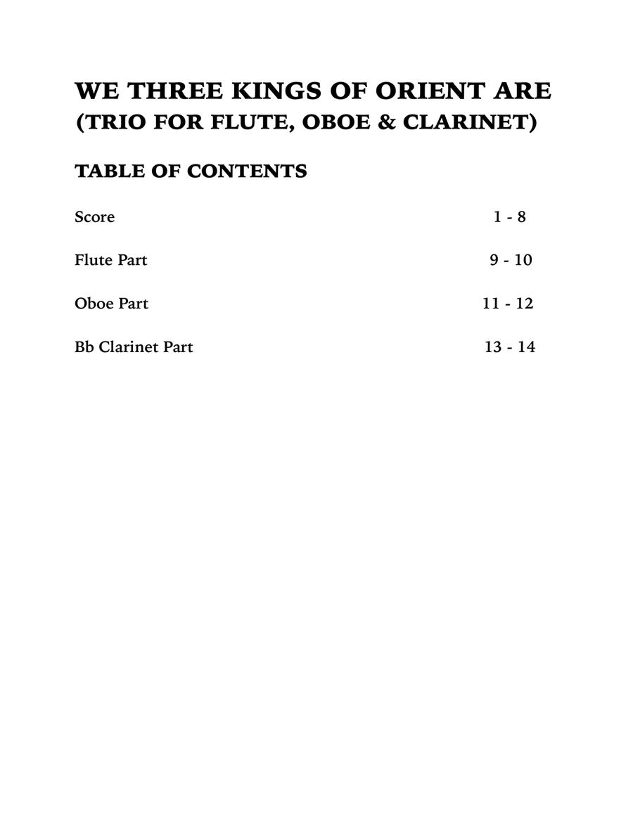 We Three Kings (Woodwind Trio for Flute, Oboe and Clarinet) Woodwind Trio scores gallery preview page 4