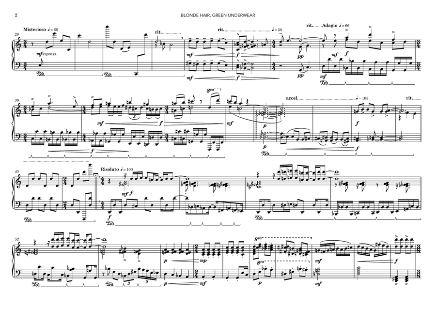 Blonde Hair, Green Underwear Piano Solo scores gallery preview page 2
