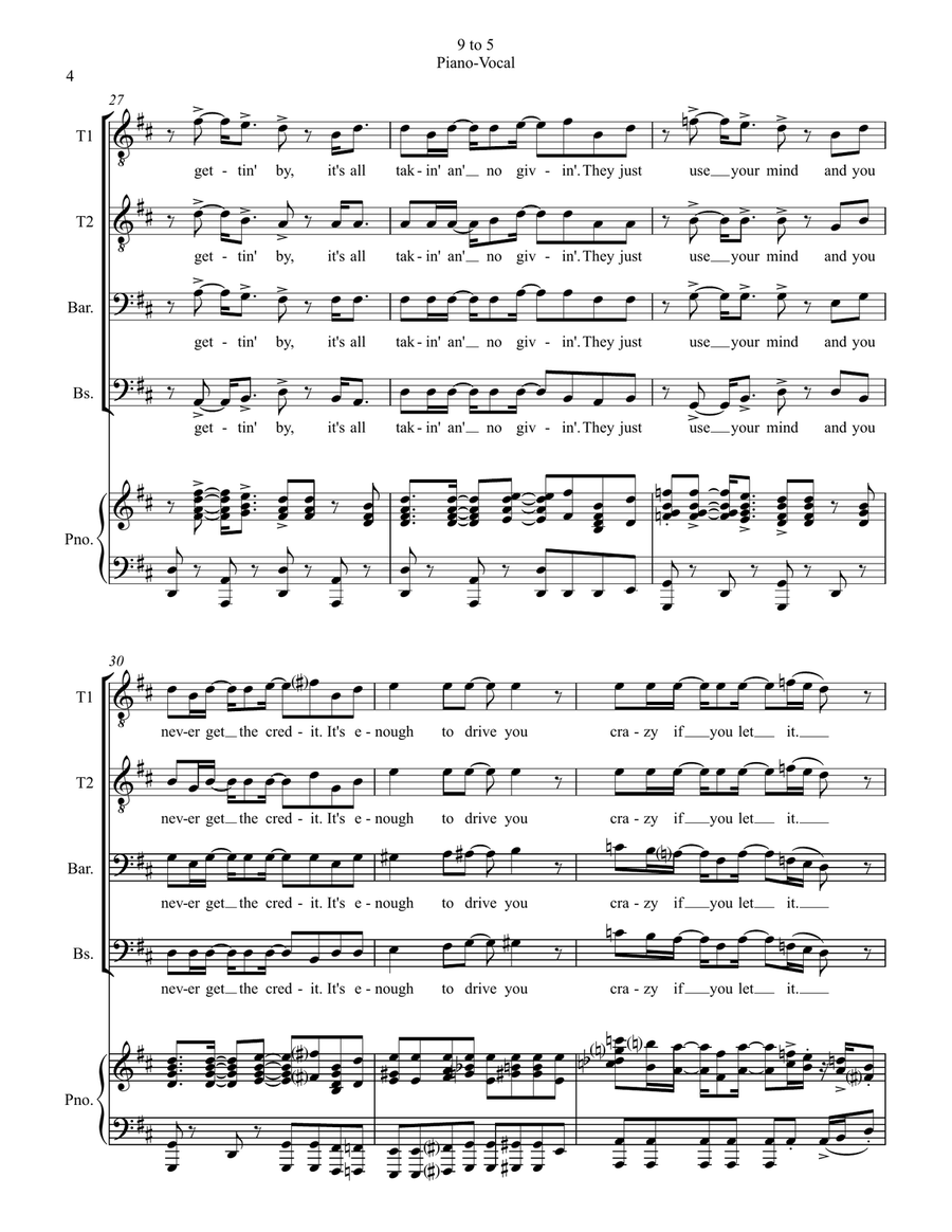 Nine To Five Nine To Five TTBB scores gallery preview page 4