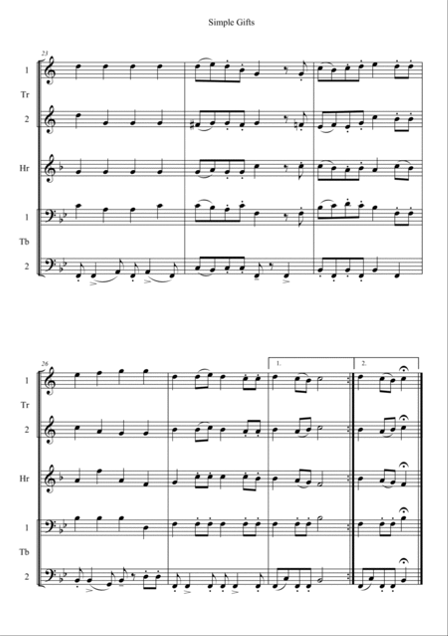 Simple Gifts Horn scores gallery preview page 4