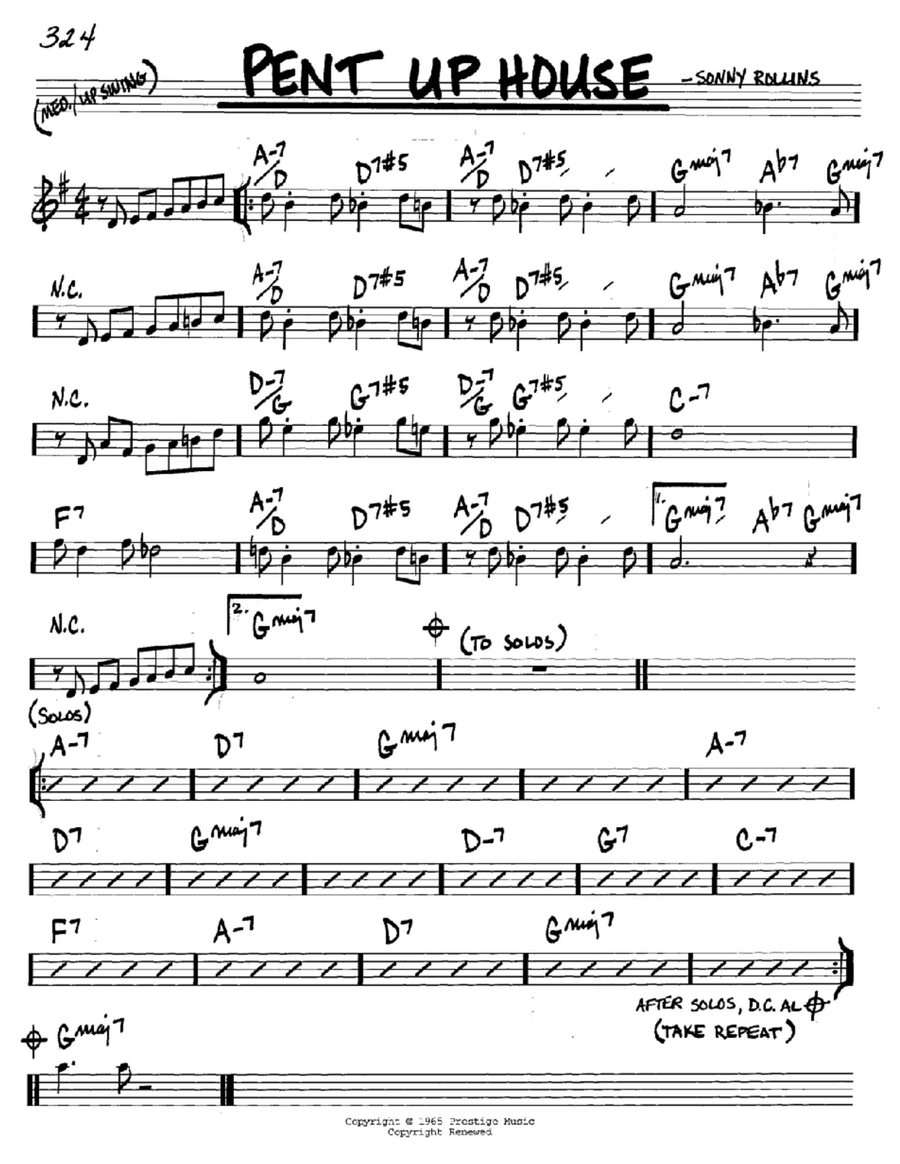 Pent Up House Piano scores gallery preview page 1