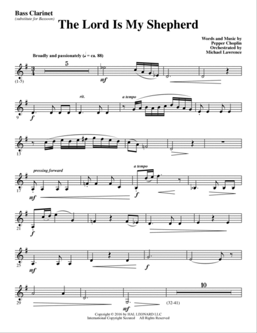 Psalm 23 - A Journey With The Shepherd - Bass Clarinet (sub. Bassoon) Choir scores gallery preview page 4