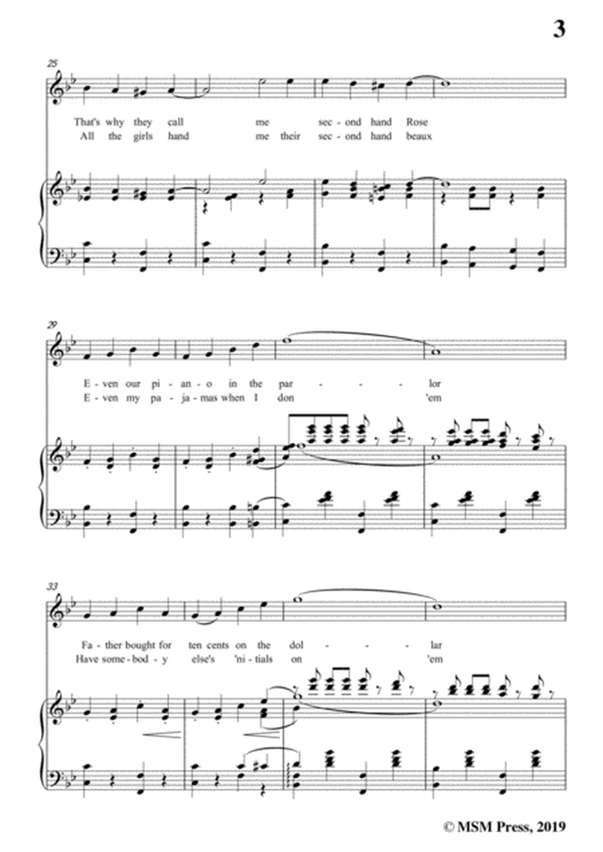James F. HanleY-Second Hand Rose,in B flat Major,for Voice&Piano image number null
