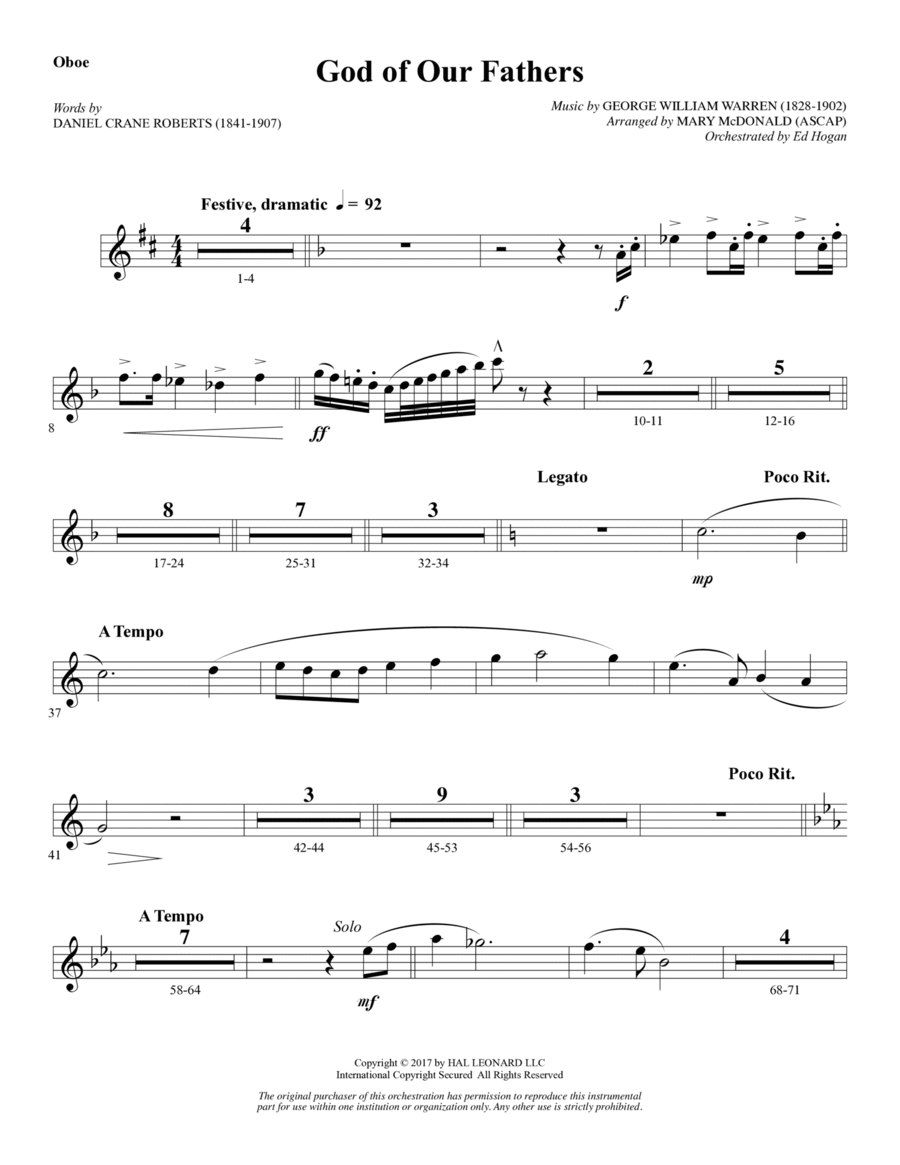 God of Our Fathers - Oboe Choir scores gallery preview page 1