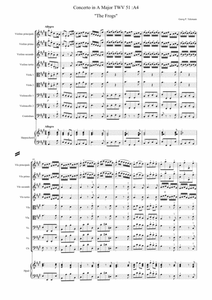 Telemann "Frog" Concerto for solo violin and larger group of strings