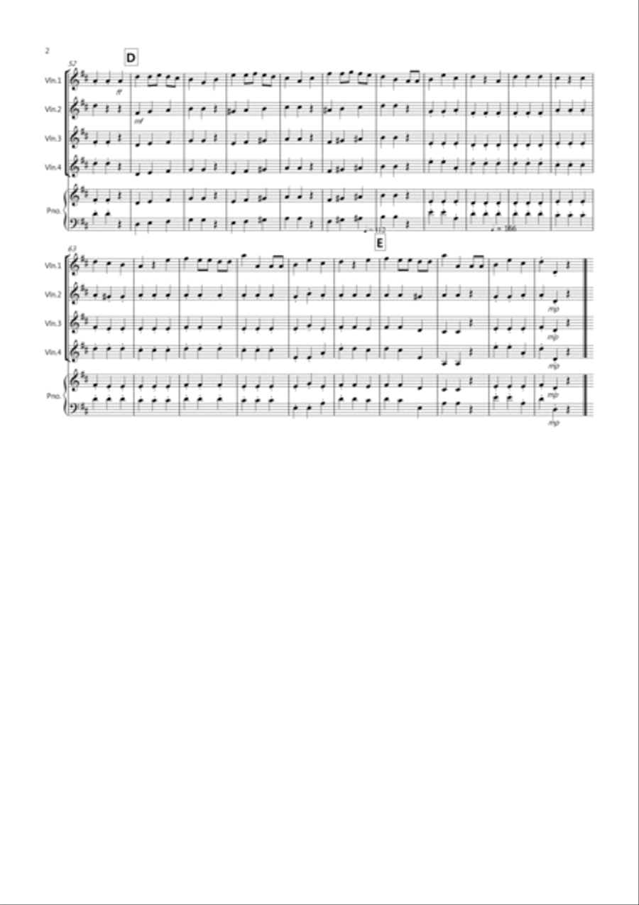 We wish you a Merry Christmas for Violin Quartet Violin Solo scores gallery preview page 2