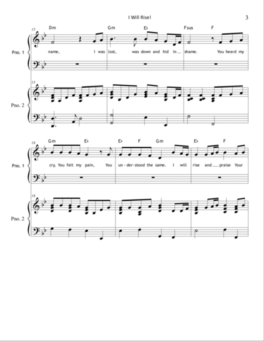 I Will Rise (Vocal Solo) Unison Choir scores gallery preview page 3