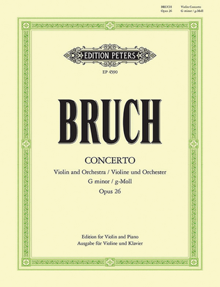 Book cover for Violin Concerto No. 1 in G minor Op. 26 (Edition for Violin and Piano)