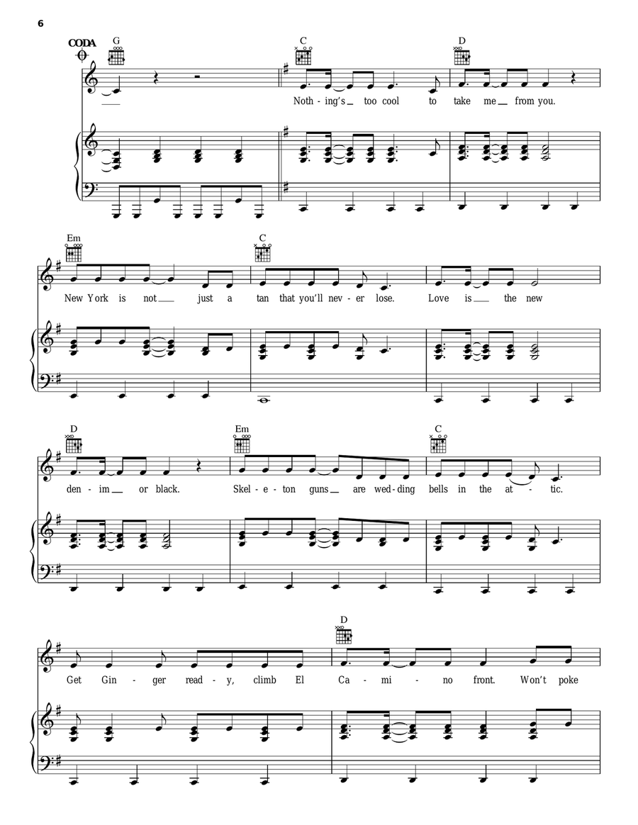 Marry The Night Marry The Night Piano, Vocal, Guitar scores gallery preview page 6