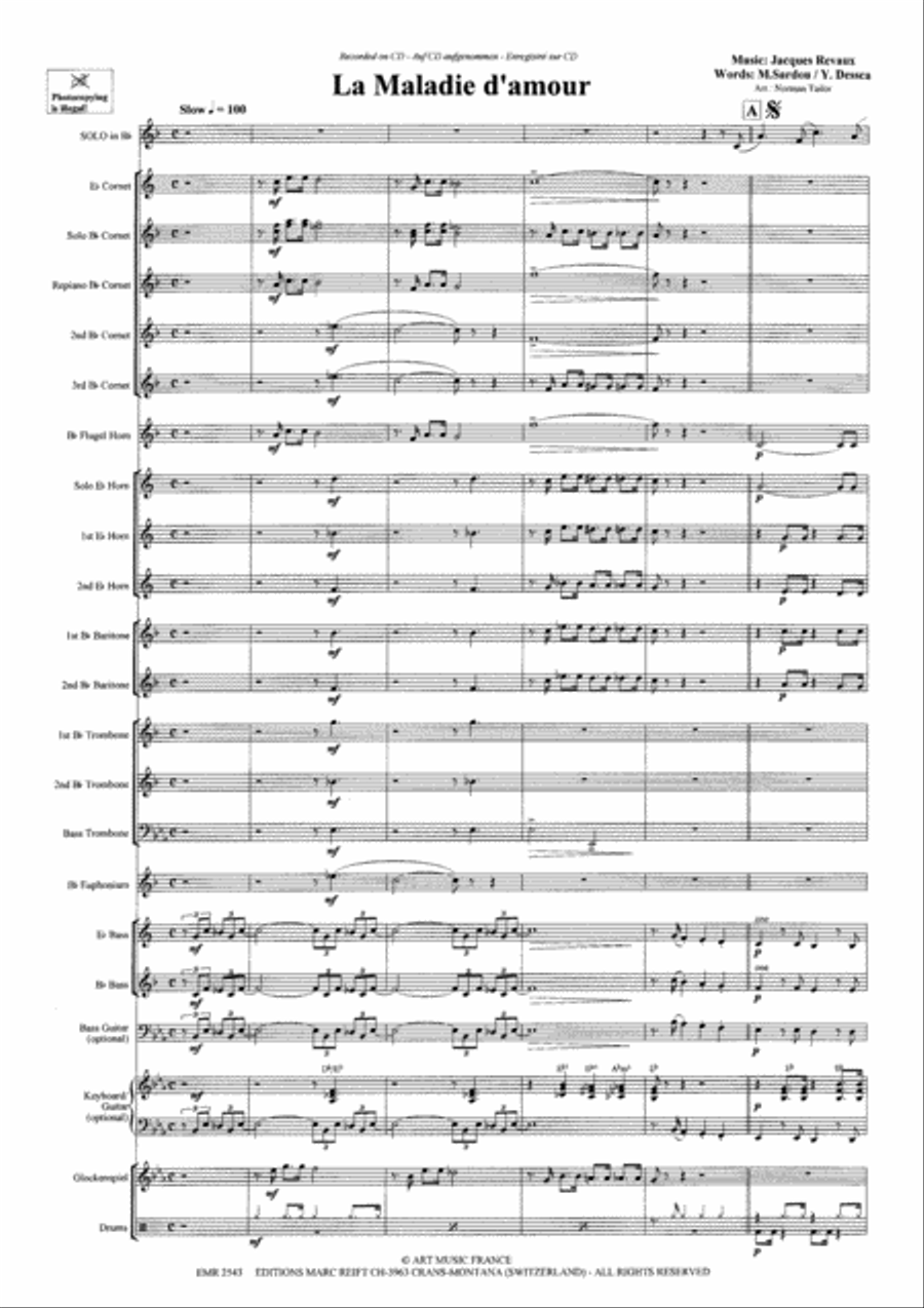 La maladie d'amour La maladie d'amour Brass Band scores gallery preview page 4