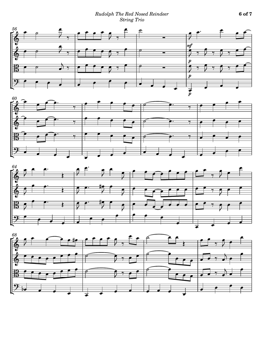 Rudolph The Red-nosed Reindeer String Trio scores gallery preview page 6