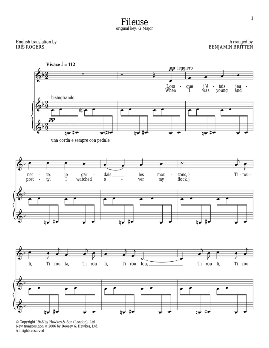 Fileuse Piano, Vocal scores gallery preview page 1