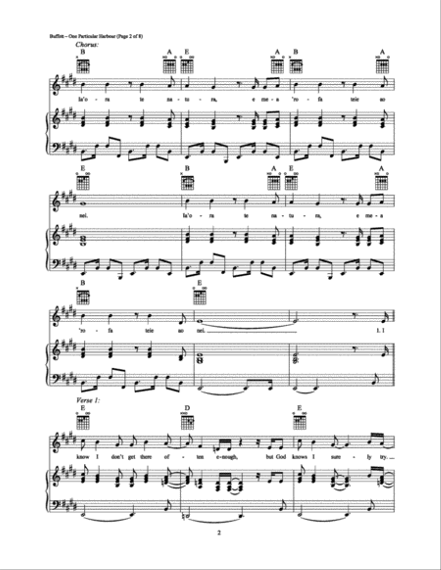 One Particular Harbour Piano, Vocal, Guitar scores gallery preview page 2