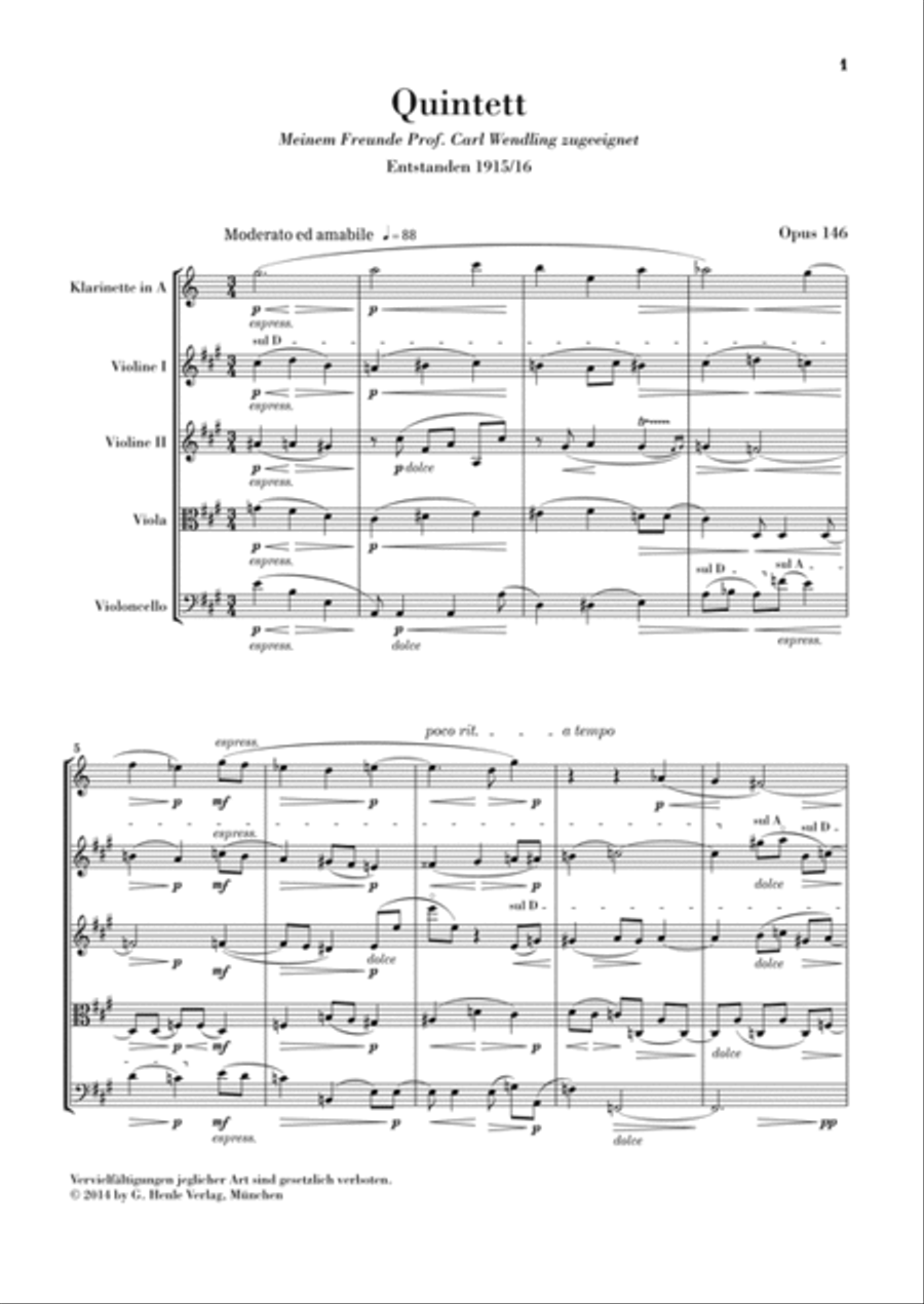 Clarinet Quintet in A Major Op. 146 Clarinet scores gallery preview page 3