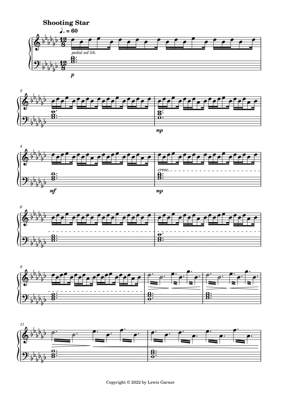 Shooting Star Piano Solo scores gallery preview page 1