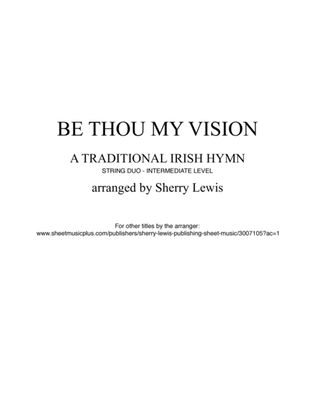 BE THOU MY VISION, A Traditional Irish Hymn, String Duo, Intermediate Level for violin and cello image number null