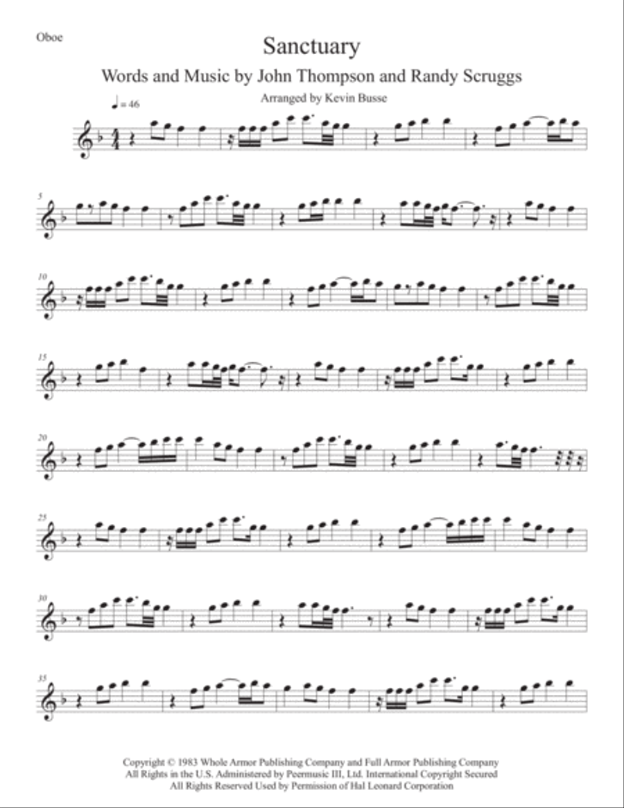 Sanctuary Sanctuary Oboe Solo scores gallery preview page 1