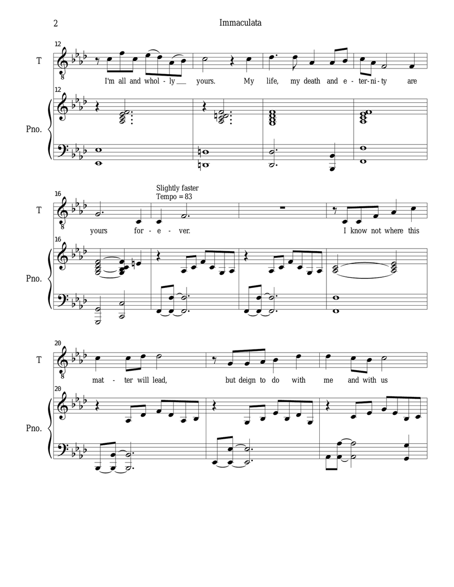 Immaculata (Tenor solo) Tenor Voice scores gallery preview page 2