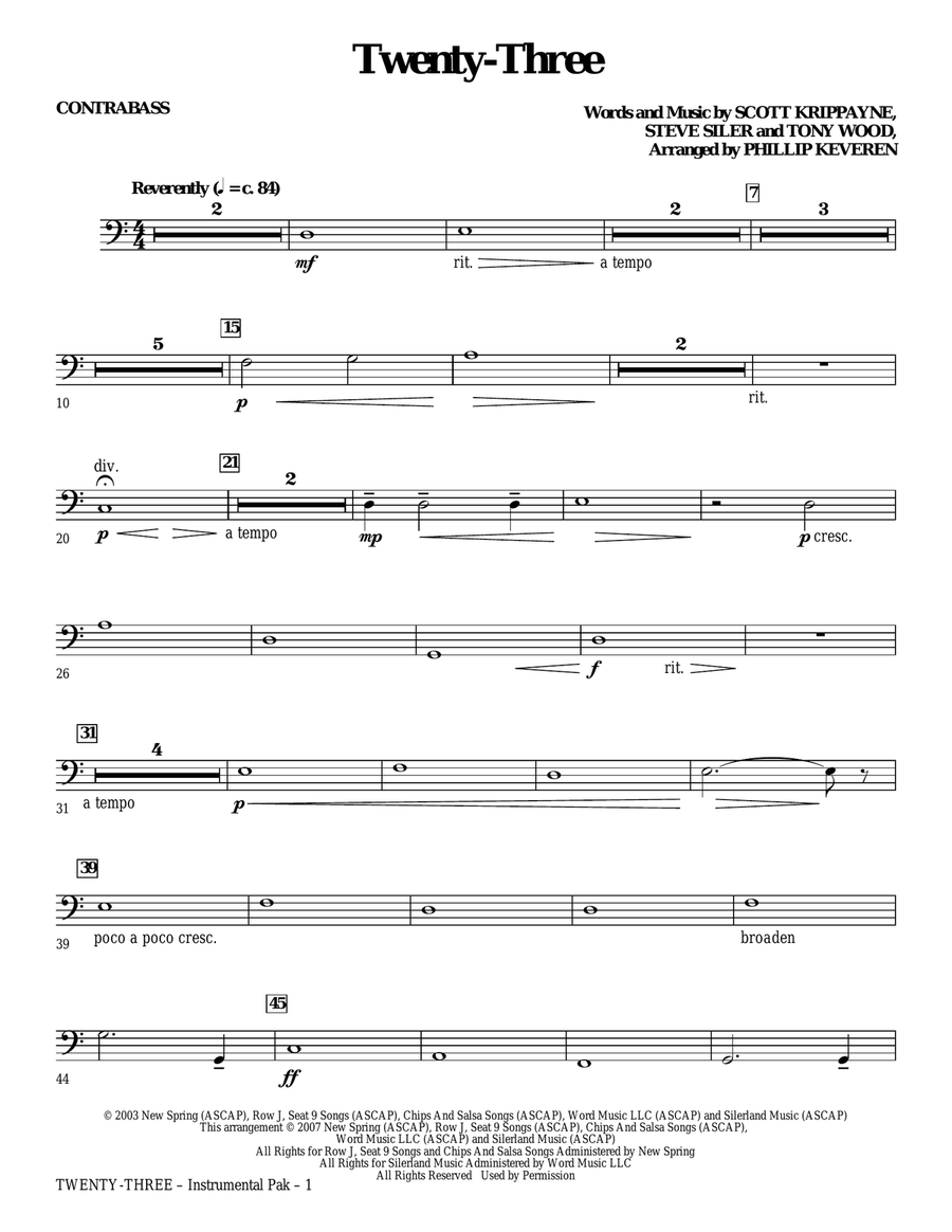 Twenty-Three (arr. Phillip Keveren) - Contrabass