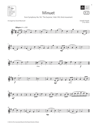 Book cover for Minuet (from Symphony No. 94) (Grade 1 List A2 from the ABRSM Flute syllabus from 2022)