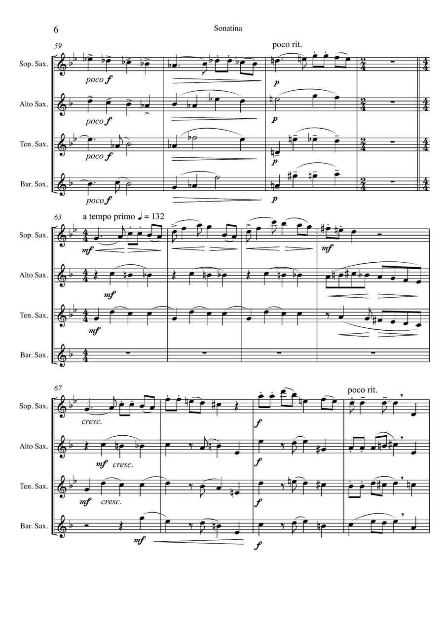 Sonatina for Saxophone Quartet Saxophone Quartet scores gallery preview page 6