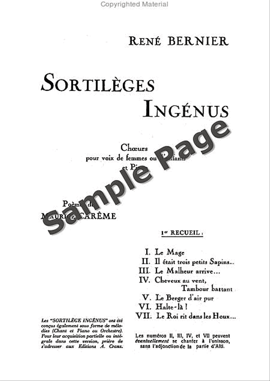 Bernier R Sortileges Ingenus (ep) Women's Choir scores gallery preview page 2